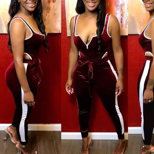 Velvet 2 piece bodysuit & jogger set